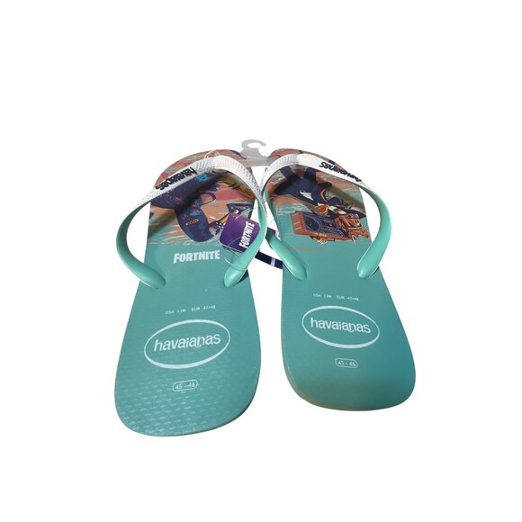 Havaianas Mens Fortnite Flip Flops Sandals Size 13 Aqua Blue Rubber NWT - Picture 4 of 4